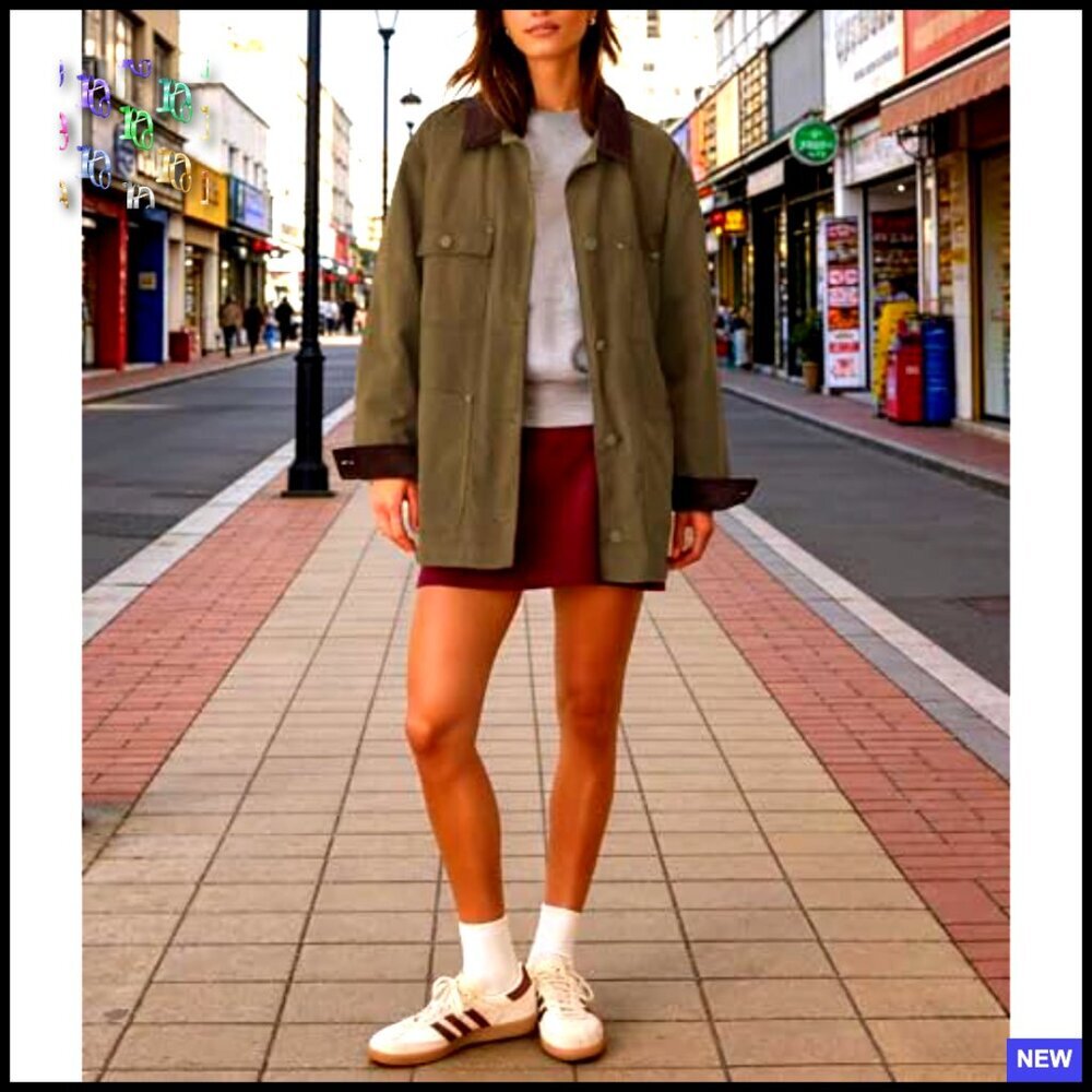 Oversized Corduroy Collar Barn Jacket Vintage Workwear Utility Coat with Pockets - Picture 5 of 7